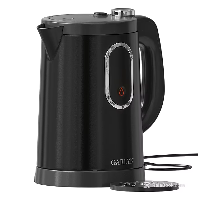GARLYN Black Electric Kettle With Modern Design Indicator Light And Power Cord 3d model 
