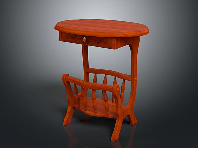Traditional Wooden Dressing Table With Single Drawer And Open Shelf Home Furniture 3d model