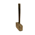 Wooden Handle Square Head Hammer Old Used Hardware Tool With Surface Marks On Black Background