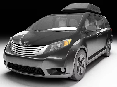 Silver Toyota Sienna MPV With Roof Rack And Sleek Exterior Design 3d model