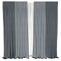 Elegant Gray Curtains With White Sheer Panels For Window Interior Decoration 3d model