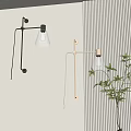 Modern Interior Wall Lamps With Black Gold Metal Frame Glass Shade And Green Plant