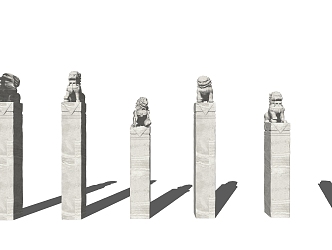 Chinese-style Pillar Bolt Horse Pillar Landscape Pillar 3d model