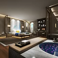 Luxurious Modern Hotel Guest Room With Bathtub Flower Petals And Elegant Decor