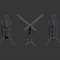 Black Metal Tripod Mechanical Structures With Cross Components And Stable Base