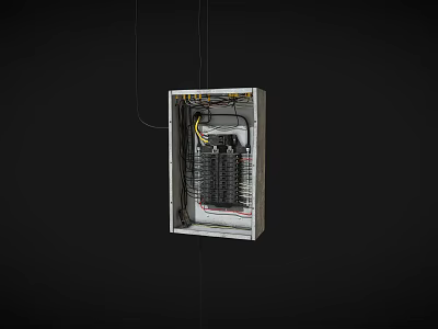 Industrial Equipment Electrical Control Panel With Metal Enclosure And Internal Wiring Components 3d model