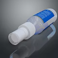 Clear Plastic Spray Bottle With Blue Label And White Nozzle