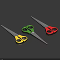Colorful Household Scissors with Yellow Green Red Handles and Silver Blades
