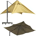 Outdoor Sunshade Canopy With Grey Yellow Fabric And Portable Wheel Stand For Garden Patio Use