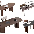Quiet ancient style desk and chair combination 3d model