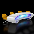 Innovative White Lighting Fixture With Yellow Accents And Blue Purple Glow Effect