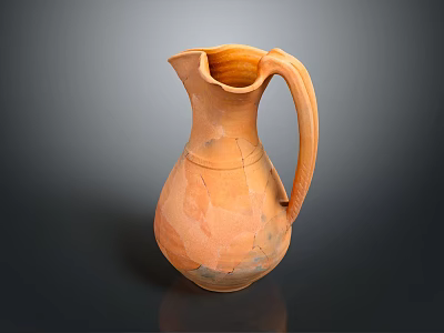 Earth Tone Ceramic Pitcher As Decorative Furniture Accessory For Home Interiors 3d model