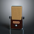 Vintage Speaker Design With Metallic Mesh Front Brown Base Control Knobs And Classic Button 3d model