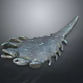 Detailed Bronze Crab Sculpture With Claws And Pointed Tail On Metallic Surface