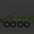 Modern Green Military Armored Wheeled Vehicle With Roof Antennas And Weapon System