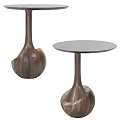 Unique Wooden Side Table With Round Tabletop And Curved Base Design 3d model