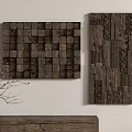 Wooden Wall Decor Pieces With Geometric Blocks And Intricate Carved Patterns
