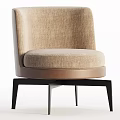 Modern Single Sofa With Beige Fabric Upholstery And Black Metal Legs