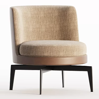 Modern Single Sofa With Beige Fabric Upholstery And Black Metal Legs 3d model