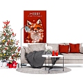 Simple Sofa Coffee Table Combination Christmas Tree 3d model