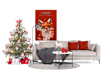 Simple Sofa Coffee Table Combination Christmas Tree 3d model