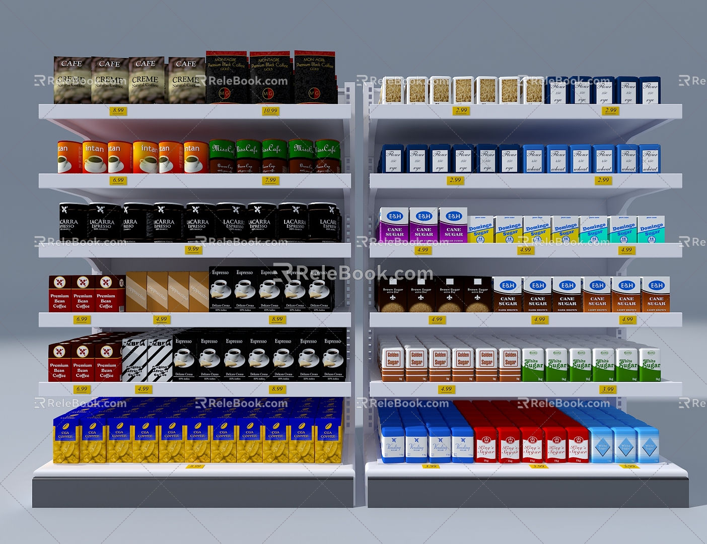 snack shelf supermarket shelf display rack 3d model