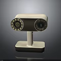 Dual Lens Surveillance Camera With LED Lights And White Square Base Design 3d model