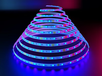 Illuminated Locker With Spiral Blue Purple LED Strip Lights Design 3d model