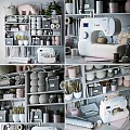 Nordic Sewing Machine Tailor Machine Yarn Ball Fabric Scissors Ruler Knitting Tools 3d model