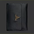Elegant Dark Blue Leather Wallet Featuring Gold Logo And Smooth Finish