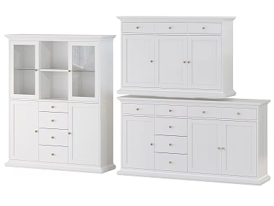White Modern Dressers With Multiple Drawers And Cabinet Doors For Bedroom Storage 3d model