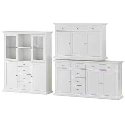 White Modern Dressers With Multiple Drawers And Cabinet Doors For Bedroom Storage 3d model