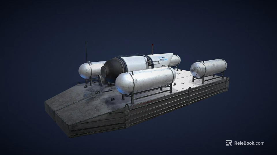 Modern Metallic Yacht Design With Cylindrical Structures And Platform Base 3d model 