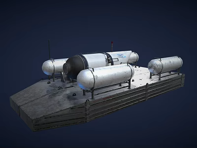 Modern Metallic Yacht Design With Cylindrical Structures And Platform Base 3d model