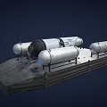 Modern Metallic Yacht Design With Cylindrical Structures And Platform Base