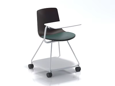 Leisure Chair With Black Backrest Green Cushion Silver Metal Frame Wheels And White Side Table 3d model