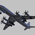 Classic Passenger Aircraft With Four Propellers And Blue White Red Stripes