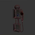 Vintage Coin Operated Public Telephone With Metal Body And Dial Design