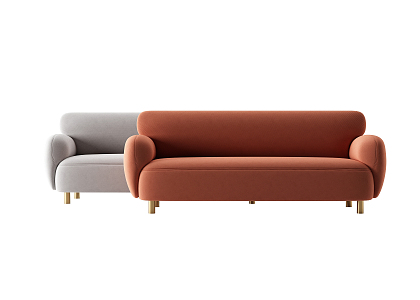 Modern double sofa multiplayer sofa 3d model