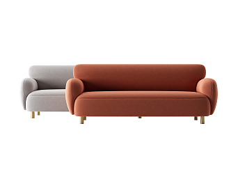 Modern double sofa multiplayer sofa 3d model