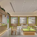 Modern Milk Tea Shop Interior With Seating Area Counter Menu Boards And Wooden Tables