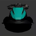 Modern Sleek Black Teal Jet Ski With Aerodynamic Design And Ergonomic Controls