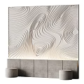 Bedroom Bed Background Wall With Modern White Wavy 3D Textured Surface Design