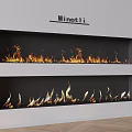 Modern Minotli Fireplace Design With Double Flame Areas In White Wall Interior