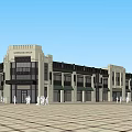 Classic Commercial Street With Traditional Facade Storefronts And Pedestrian Plaza