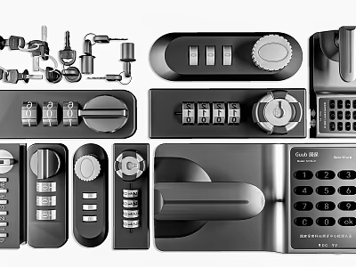 Hardware Tools Featuring Different Types Of Locks Including Combination Electronic And Lever Designs 3d model