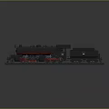 Vintage Steam Train Model With Metal Texture And Red Accents On Display Base