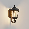 Black Traditional Wall Light With Glass Shade And Curved Arm Design