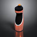 Orange Water Bottle With Black Lid And Textured Grip Shiny Surface
