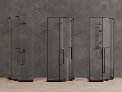 Modern Shower Head Systems With Transparent Glass Enclosures And Sleek Designs 3d model